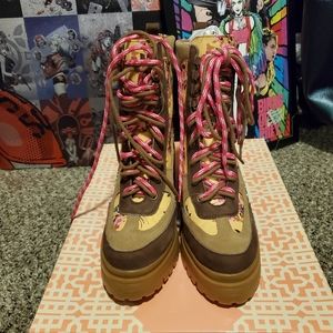 Gianni Bini Mixed Pattern Hiker Style Boot